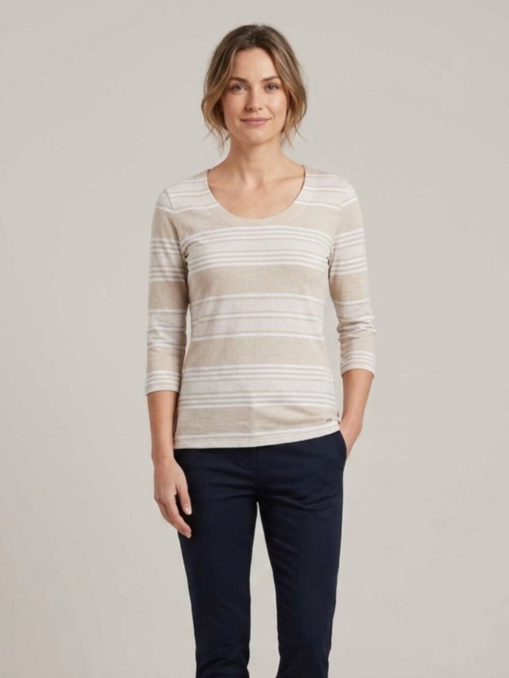 Tommy Hilfiger Striped Top with Button Half Sleeve